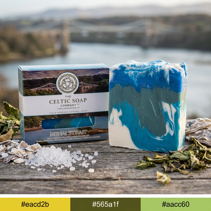 The Menai Strait - a soap bar consisting of ground oyster shell, supplemented with Halen Môn sea salt