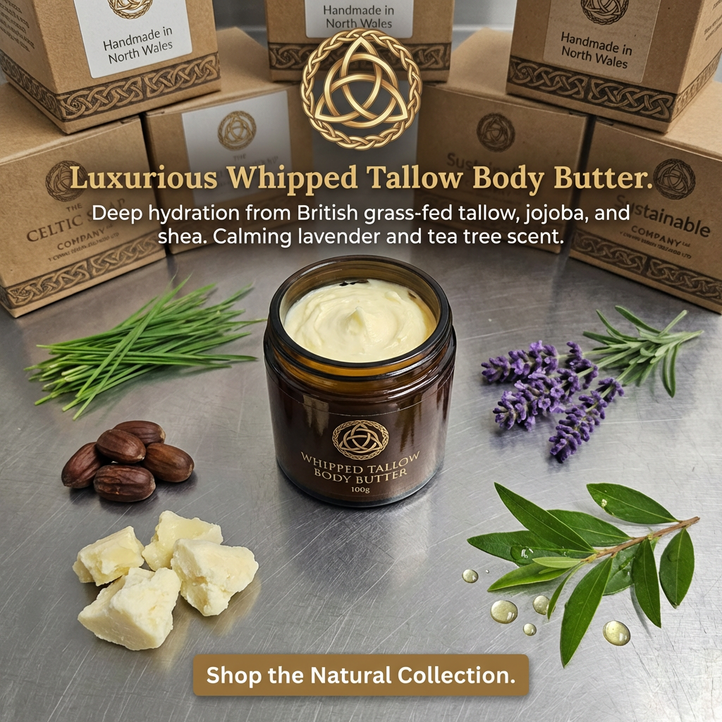 Whipped Organic Tallow body butter 100g amber glass jar.