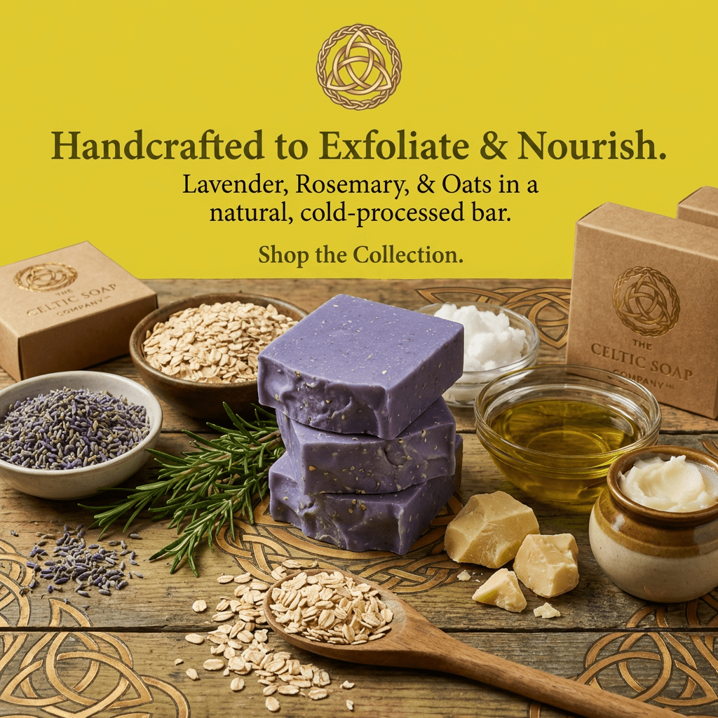 Lavender and Rosemary with colloidal oats, a great exfoliating soap bar - The Celtic Soap Company  Ltd.